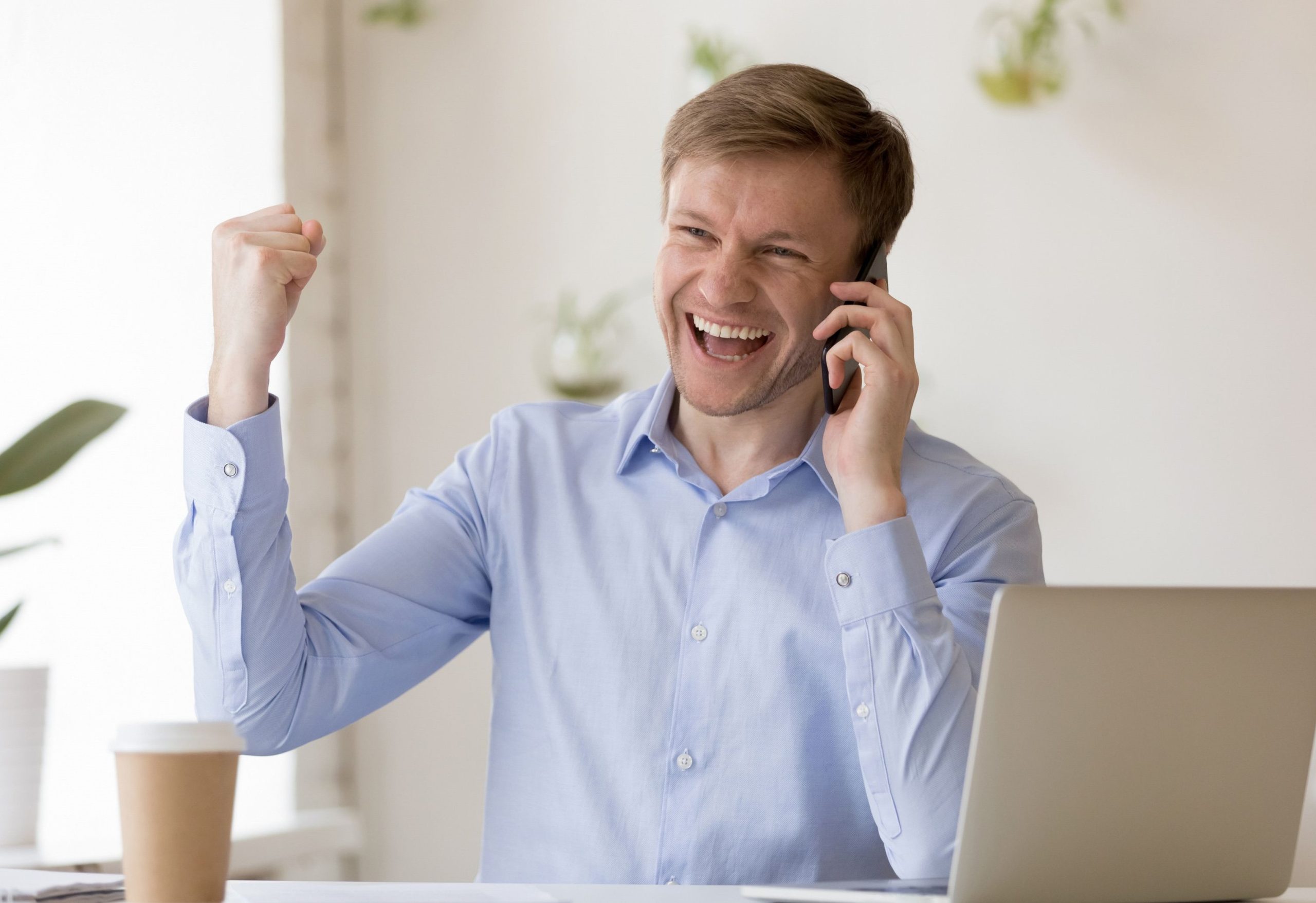 Happy man supported on Gold